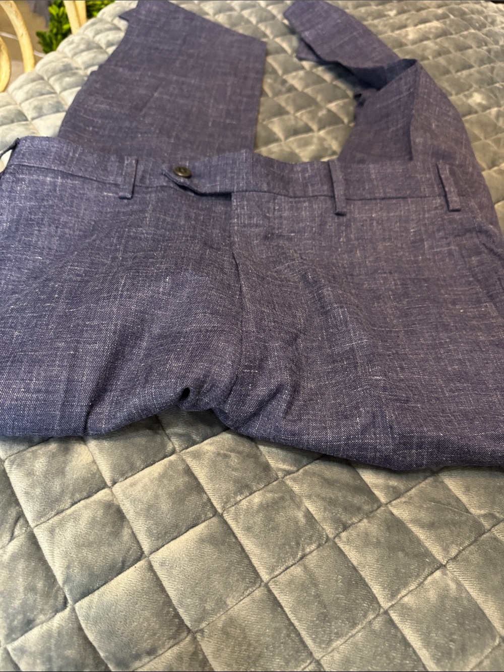 Zanella Indigo Textured Dress Pants
